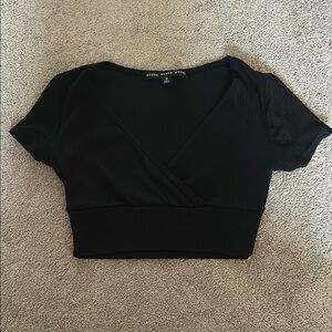 HYFVE Elegant Black V-Neck Crop Top